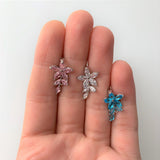 Clear CZ Gem Fashion Flower Dangle Top Mount Belly Ring