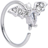 20G 5/16 Clear White Accent Bat Halloween Nose Hoop