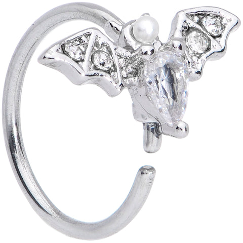 20G 5/16 Clear White Accent Bat Halloween Nose Hoop