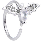20G 5/16 Clear White Accent Bat Halloween Nose Hoop