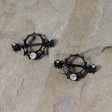 14G 24mm Clear Gem Spider Web Halloween Nipple Shield Set