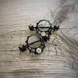 14G 24mm Clear Gem Spider Web Halloween Nipple Shield Set