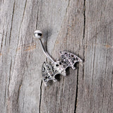 Clear Black Gem Bat Halloween Belly Ring