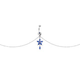 Blue Gem Tropic Flower Dangle Belly Ring Belly Chain