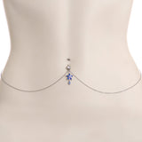 Blue Gem Tropic Flower Dangle Belly Ring Belly Chain