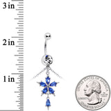Blue Gem Tropic Flower Dangle Belly Ring Belly Chain