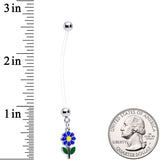 Bundle of Joy Green Blue Flower Dangle Pregnancy Belly Ring