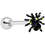 Black Yellow Spooky Spider Halloween Barbell Tongue Ring