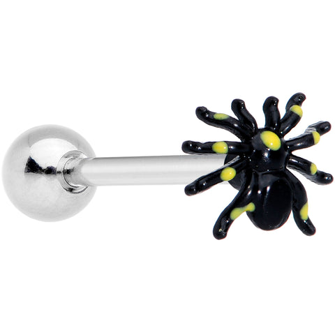 Black Yellow Spooky Spider Halloween Barbell Tongue Ring