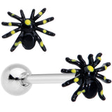 Black Yellow Spooky Spider Halloween Barbell Tongue Ring