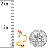 14G 3/8 Gold Tone Candy Cane Christmas Spiral Twister Belly Ring
