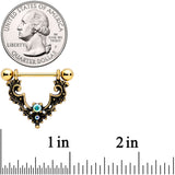 14G 5/8 Aurora Gem Gold Tone Baroque Bat Nipple Shield Set