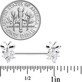 14G 5/8 Clear CZ Gem Butterfly Barbell Nipple Set