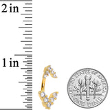 Clear CZ Gem Gold Tone Twin Arrow Double Mount Belly Ring