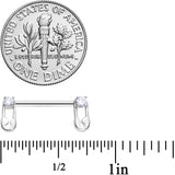 14G 9/16 Clear CZ Gem Punk Safety Pin Barbell Nipple Ring Set