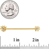 14G Clear Gem Gold Tone Spider Halloween Industrial Barbell 38mm