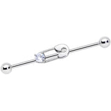 14G Clear CZ Gem Punk Safety Pin Industrial Barbell 38mm