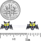 14G 9/16 Clear Bioplast Vampire Bat Barbell Nipple Ring Set