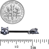 14G 9/16 Black Cat Mouse Halloween Barbell Nipple Ring Set