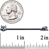 14G Black Cat Mouse Halloween Industrial Barbell 38mm