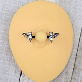 14G 9/16 Clear Gem Black Bat Halloween Barbell Nipple Ring Set