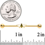 14G Gold Tone Black White Striped Bee Industrial Barbell 38mm