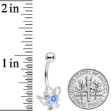 Blue Flower Tea Time Coffee Pot Belly Ring