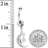 Clear CZ Gem Heart Padlock Crescent Moon Dangle Belly Ring