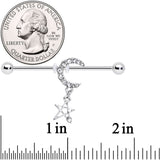 14G Clear Gem Moon Star Dangle Industrial Barbell 38mm