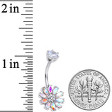 Clear Aurora CZ Gem Flower Belly Ring