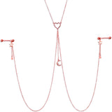 14G 5/8 Aurora Gem Rose Gold Hue Star Moon Nipple Chain Necklace