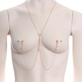 14G 5/8 Aurora Gem Rose Gold Hue Star Moon Nipple Chain Necklace