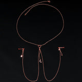 14G 5/8 Aurora Gem Rose Gold Hue Star Moon Nipple Chain Necklace