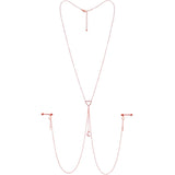 14G 5/8 Aurora Gem Rose Gold Hue Star Moon Nipple Chain Necklace