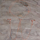 14G 5/8 Clear Gem Rose Gold Hue Star Moon Nipple Chain Necklace