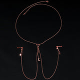 14G 5/8 Clear Gem Rose Gold Hue Star Moon Nipple Chain Necklace