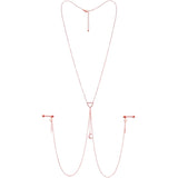 14G 5/8 Clear Gem Rose Gold Hue Star Moon Nipple Chain Necklace