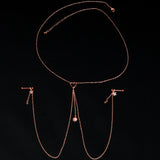 14G 5/8 Aurora Gem Rose Gold Hue Star Sun Nipple Chain Necklace