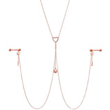 14G 5/8 Clear Gem Rose Gold Hue Star Sun Nipple Chain Necklace