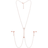 14G 5/8 Clear Gem Rose Gold Hue Star Sun Nipple Chain Necklace