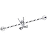 14G Clear CZ Gem Crossed Golf Clubs Industrial Barbell 38mm