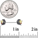 14G 9/16 Red Yellow Gem Shooting Star Barbell Nipple Ring Set