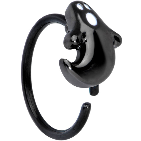 20G 5/16 Black Plated Howling Ghost Halloween Nose Hoop