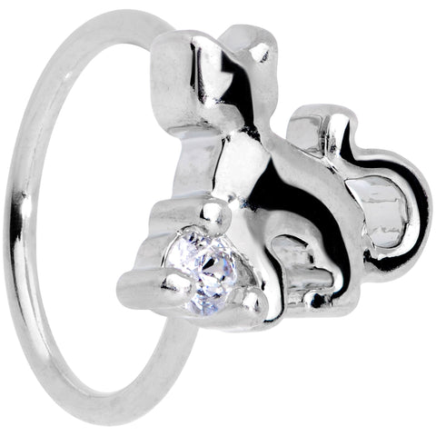 20G 5/16 Clear CZ Gem Elegant Cat Nose Hoop