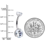 3/8 Clear CZ Gem Grade 23 Titanium Internally Threaded Belly Ring