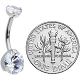 3/8 Clear CZ Gem Grade 23 Titanium Internally Threaded Belly Ring