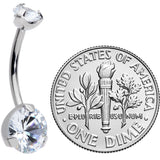 1/2 Clear CZ Gem Grade 23 Titanium Internally Threaded Belly Ring