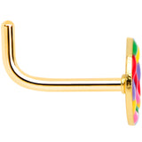 18G 5/16 Gold Tone Rainbow Hippie Peace Sign L Shaped Nose Ring