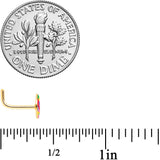 18G 5/16 Gold Tone Rainbow Hippie Peace Sign L Shaped Nose Ring