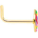 22G 5/16 Gold Tone Rainbow Hippie Peace Sign L Shaped Nose Ring
